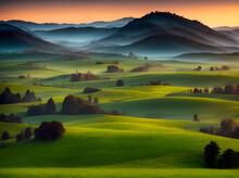 South Moravia landscape. AI generated illustration