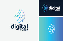 Modern Globe Digital Futuristic Hexagon Chain Link For World Wide Global Network Connection Technology Internet Web Logo Design