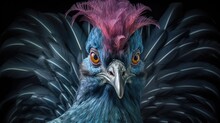 Close Up Portrait Of A Victoria Crowned Pigeon In Nature