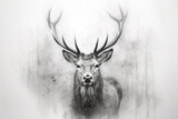 Beautiful male deer in pencil sketch, generative ai