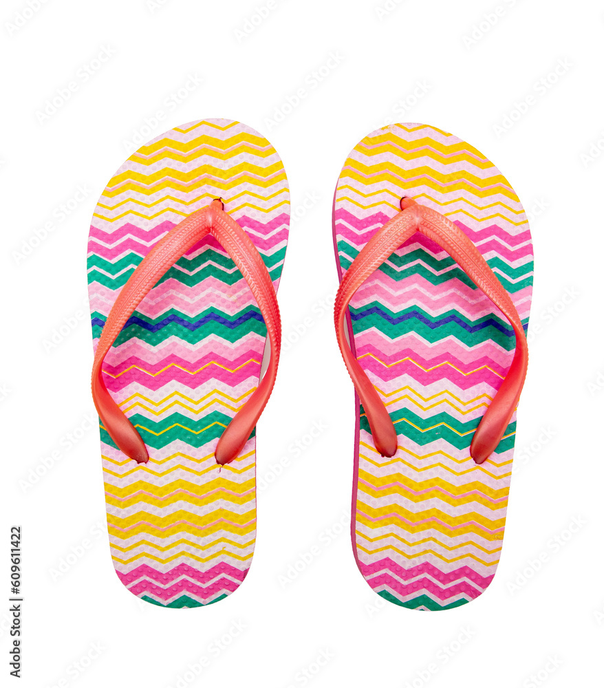 Colorful flip flops isolated on transparent. Summer vacation beach ...