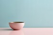 0318. Ceramic bowl in front of pastel wall. Generative AI