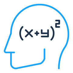 Canvas Print - Blue Human Head with Math Mind vector concept creative line icon