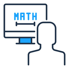 Wall Mural - Online Mathematics Tutoring vector Man and Computer Math Learning concept colored icon