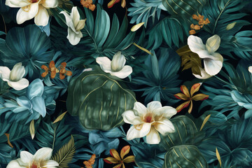 Wall Mural - Seamless Botanical Pattern. Ai generative