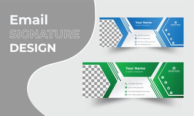 Wall Mural - Personal and Creative email signature template. Modern email signature vector templates design. Email Signature Layout with blue and green color. Business professional email signature.