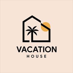 Wall Mural - Vacation House logo. Palm House Homestay vector