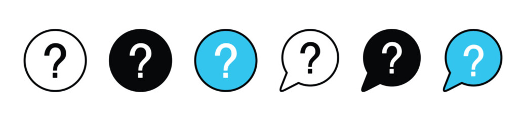 Wall Mural - Question mark icon vector. Question mark with talk bubble speech. Chat questions icon symbol collection in line and flat style on white background for app and website. Vector illustration