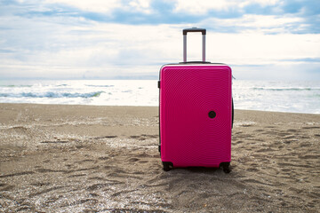 Suitcase with sea view, summer Vacation, travel, tourism