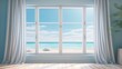 © imagemir - Beautiful view window for luxury lifestyle design. Natural background. Stock illustration. Summer nature decoration with palm. Travel Design background.