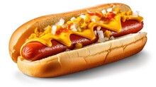 Hot Dog Isolated On White. Generative AI