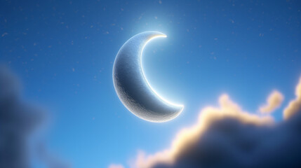 Wall Mural - Crescent moon against a mesmerizing sky islamic background created with generative ai