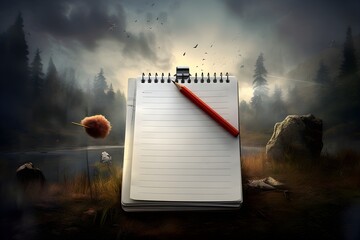 Wall Mural - magic book on the background of the sky