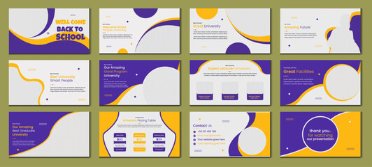 	
Education Design School PowerPoint presentation slide template. Utilize a contemporary background for a keynote presentation, brochure design, website slider, landing page, or annual report.