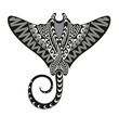 Manta ray in Maori style. Tattoo sketch tribal ethno style. Tattoo for divers.