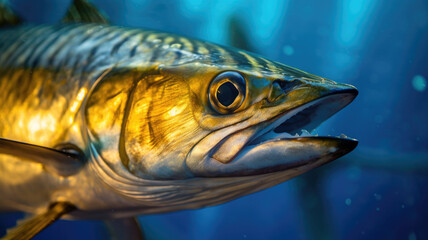 Wall Mural - bonito fish in the ocean in detailed view created with Generative AI technology