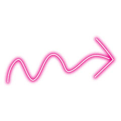 Poster - Neon arrow shape png. Glowing pink arrow on transparent background.