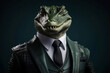 Portrait of a Crocodile dressed in a formal business suit, Boss Crocodile, created with generative AI