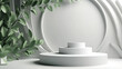 © Mukhlesur - 3D white podium for beauty skincare products display. stand to show cosmetic product. Generative Ai