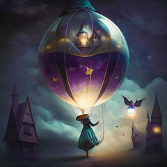 Wall Mural - Fairy tale dream, magical fantasy land, magic ball, halloween