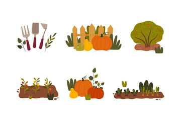 Sticker - Ripe Farm and Garden Crop as Seasonal Harvesting and Yield Vector Illustration Set