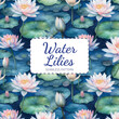 Water lilies in a pond seamless pattern