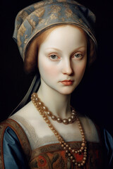 Woman renaissance painting style portrait generative ai