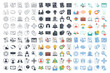 Mega collection Headhunting And Recruiting elements icon symbol template for graphic and web design collection. Resume, Skills, certificate, Team, Network and more logo vector illustration