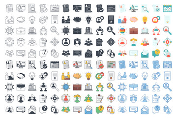 Mega collection Headhunting And Recruiting elements icon symbol template for graphic and web design collection. Resume, Skills, certificate, Team, Network and more logo vector illustration