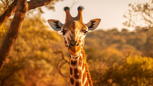 Giraffe Photography With Foliage Generative AI