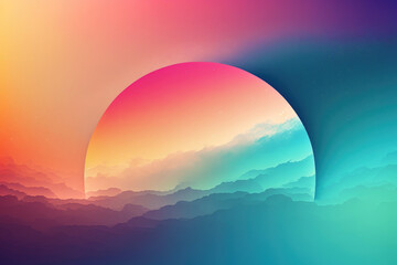 Wall Mural - abstract colorful sunset with clouds above the ocean. generative ai