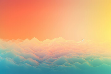 Wall Mural - Abstract pastel colored background with orange sky and mountains. Generative AI
