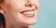 © StasySin - Beautiful white teeth with pink lips mouth Close up woman's smile. female veneer smile, dental care.Ai generated Generative AI