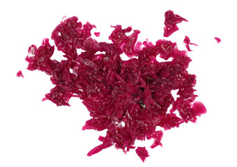 Wall Mural - Pickled red cabbage, chopped up, sliced and diced isolated on white, top view