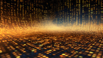 An abstract technological perspective on the background of binary code. Digital binary data created with Generative AI technology.