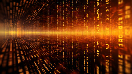 An abstract technological perspective on the background of binary code. Digital binary data created with Generative AI technology.