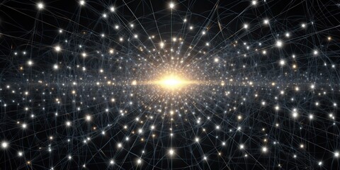 Wall Mural - ai generated. ai generative. abstract network atom abstract decoration space galaxy background. grap