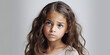 © Elena - Studio portrait of sad young girl, close up with white background, Generative AI