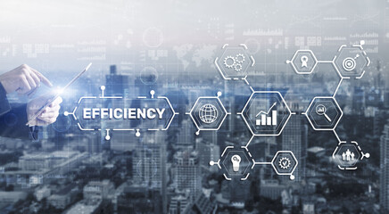Wall Mural - efficiency. businessman presses the inscription on the virtual screen