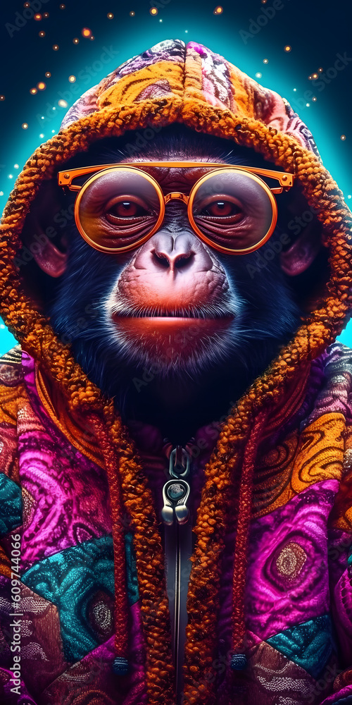 rapper monkey with glasses and style, rapper outfit, generative ai ...