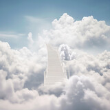 Fototapeta Przestrzenne - path to heaven, the concept of enlightenment or knowledge of faith in God, generative ai