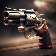 Hand Gun, Revolver With Blur Background, Generative Ai Technology