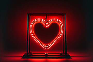 Heart shape red frame, red and black mockup, love