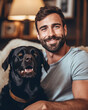 © innluga - portrait man and his dog, Generative AI