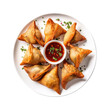 Delicious Plate of Samosas Isolated on a Transparent Background. Generative AI