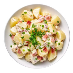 Wall Mural - Delicious Bowl of Potato Salad Isolated on a White Background. Generative AI