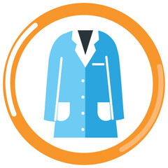 lab coat vector icon with orange border and white background
