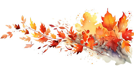 Wall Mural - autumn foliage corner borders in watercolor style, isolated on a transparent background for design l