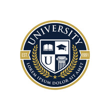 Education Badge Logo Design. University High School Emblem. Vector Logo Template