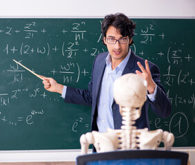 Sticker - Young male math teacher and student skeleton